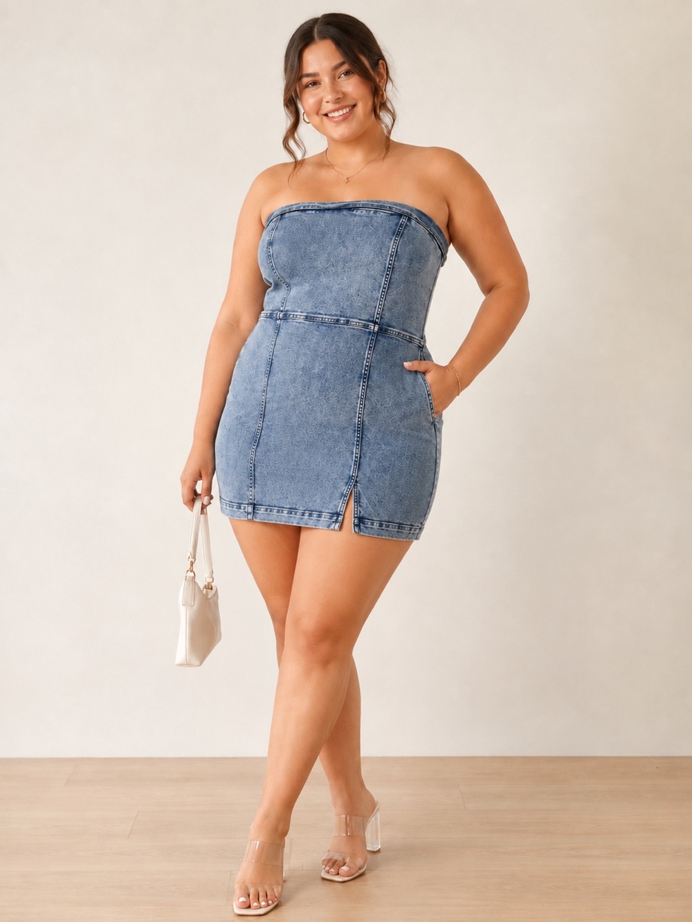 American Eagle Outfitters Strapless Washed Denim‎ Mini Dress Sz. XL